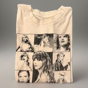 Taylor Swift The Eras Tour Official Merch US Dates T-Shirt Beige Cream Size S